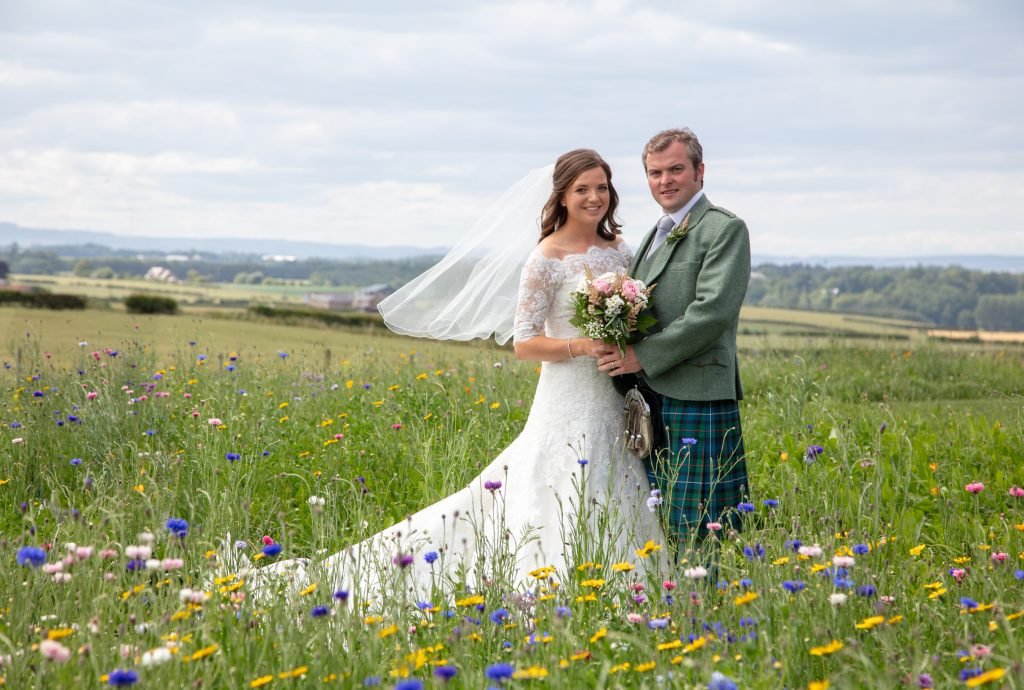 Wedding couple in Scottish Borders wedding photo.