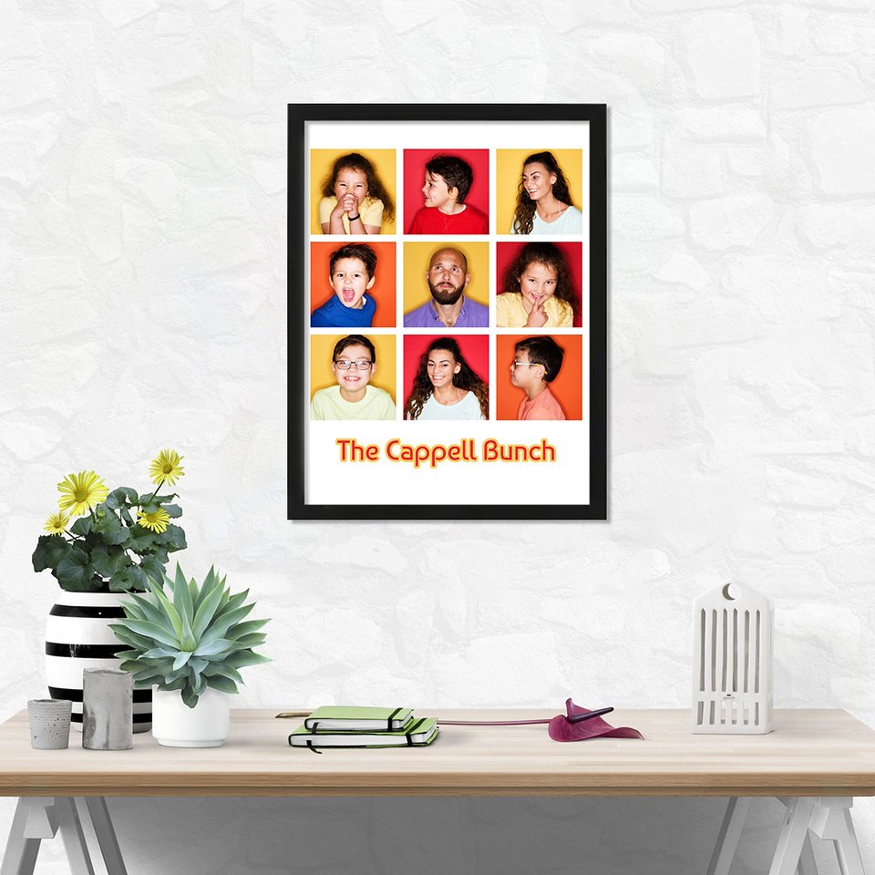 Family Collage. A vibrant family photo collage titled "The Cappell Bunch" showcasing multiple generations and joyful moments.