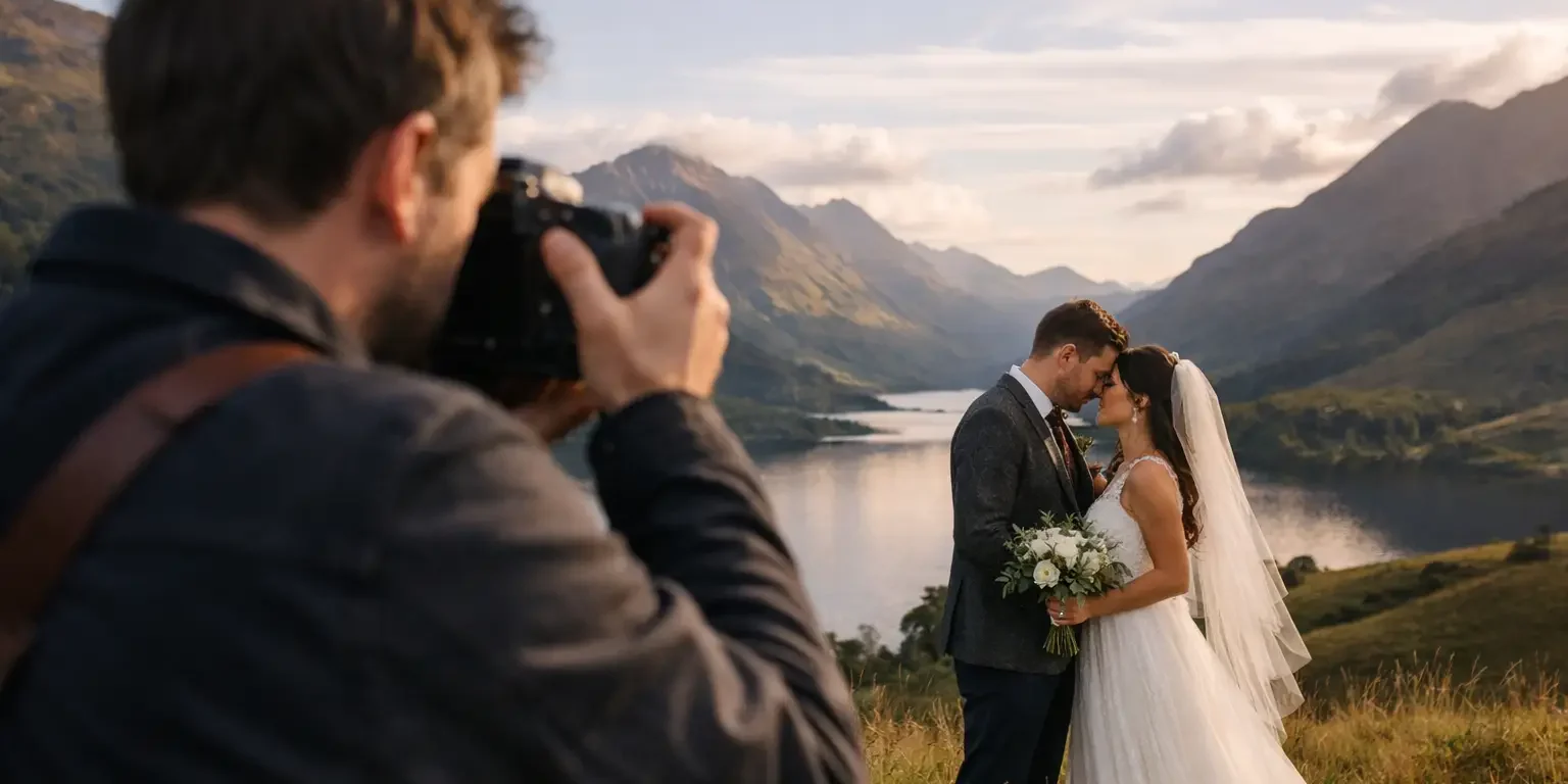 Wedding photography in the Scottish Borders with a professional photographer capturing romantic mome.